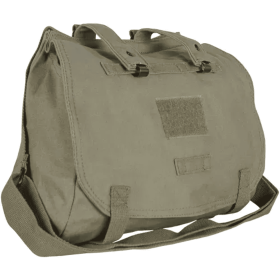 Retro Hungarian Shoulder Bag With Plain Flap - Olive Drab