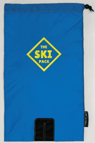 The Ski Pack Youth Blue fabric , yellow straps